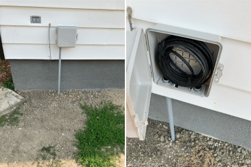 Network Interface Device (NID) attached to a house for fiber internet